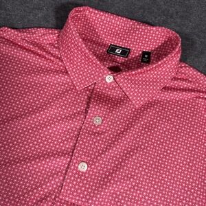 Footjoy Polo Shirt Mens M Pink Birdseye Diamond Golf Performance Stretch